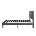 Full Size Upholstered Platform Bed with Headboard, Wood Slat Support