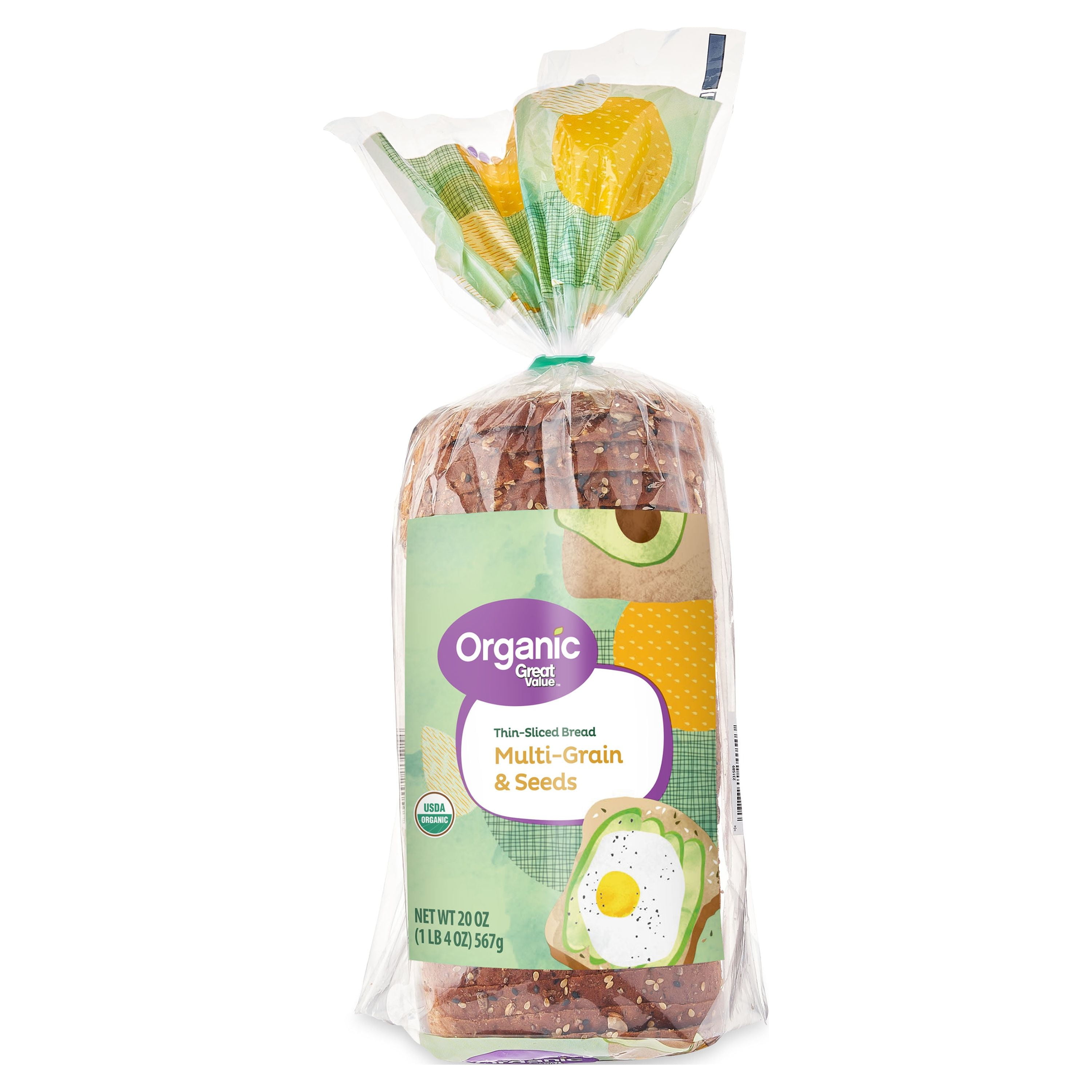 Great Value Organic Multi-Grain & Seeds Thin-Sliced Bread, 20 oz