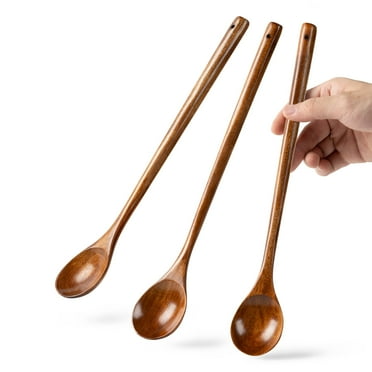 Hefild 3PCS Wooden Spoons for Cooking, 13Inch Large Wooden Ladles for Eating Pasta Mixing Stirring Tasting Baking, Extra Long Handle Spoons for Serving, Big Bulk Cooking Utensils Set