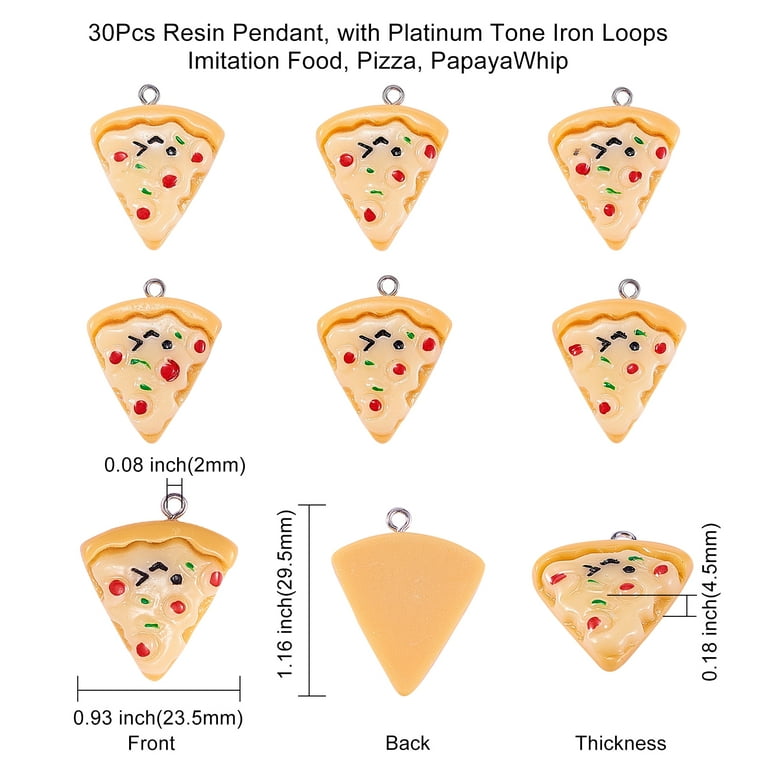 30 Pcs Resin Pizza Charms Kawaii Imitation Food Charms Cute Food Pisa Pie Charms with Loops for DIY Craft Supplies, Women's, Size: One Size