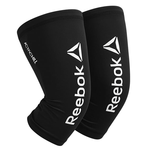 Reebok Delta ACTIVCHILL manchons de compression pour genoux, Noir, G/TG, lot de 2