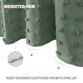 thumbnail image 3 of Siiluminisoy Dark Green Boho Farmhouse Shower Curtain for bathroom, 72 x 72 Tufted Pleat Floral Puffs Textured Modern Minimalist Shower Curtain Set with Hooks, 3 of 7
