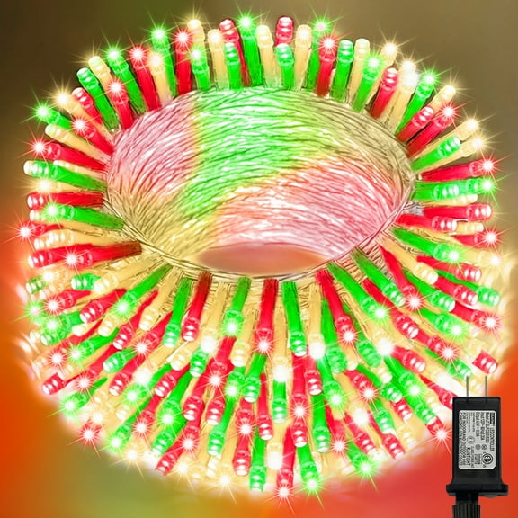 99FT 300 LED String Lights, Red/Green/Warm White Fairy Lights Plug in, 16 Modes Transparent Wire, 29V Low Voltage for Indoor Outdoor Christmas Wedding Party Decoration