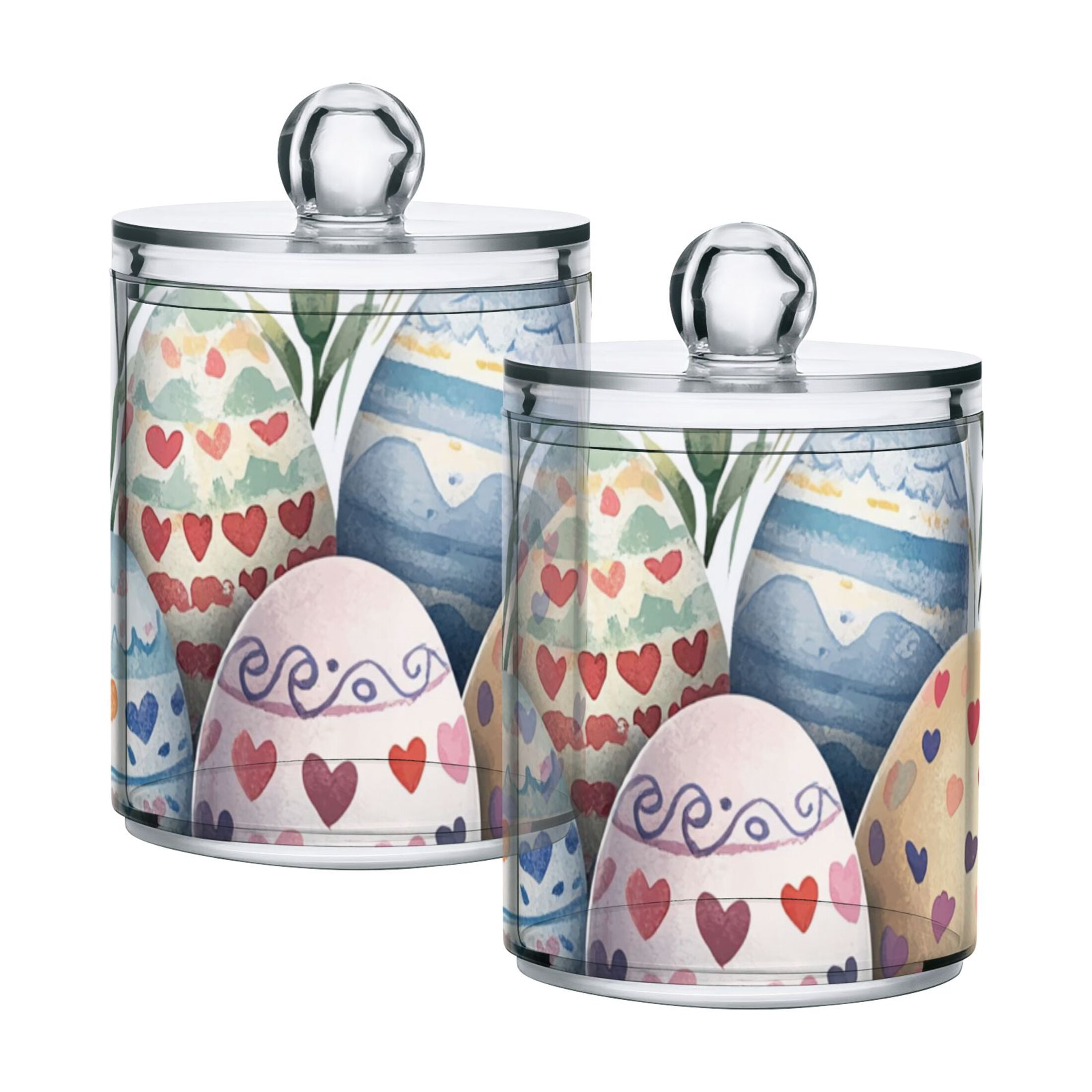 Ckdifva Easter Eggs Hearts Storage Jar with Lid Acrylic Organization Storage Containers Set of 4