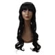 thumbnail image 1 of Peluca rizada negra Unique Bargains 25.5' Cabello largo con flequillo Cabello humano, 1 of 8