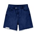 thumbnail image 6 of ClodeEU Women's High Waisted Frayed Hem Denim Bermuda Shorts,Casual Summer Jean Shorts with Pockets Dark Blue,Women's Plus XS, 6 of 6