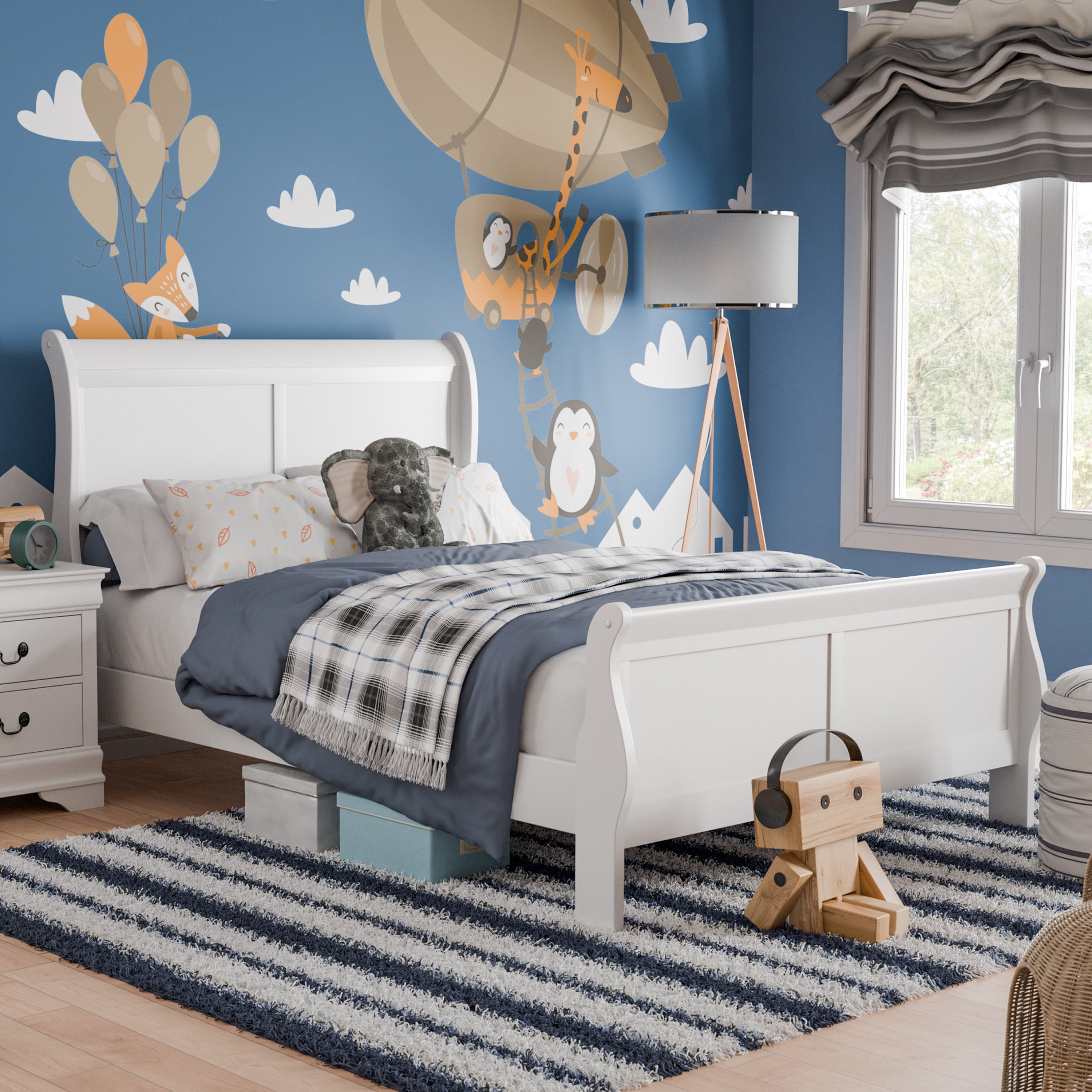 Furniture of America Rycia Full Sleigh Wood Panel Bed, White
