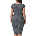 thumbnail image 4 of DARING DIVA Plus Size Vintage Midi Tweed Cap Sleeve Sheath Dress 1X Black, 4 of 6