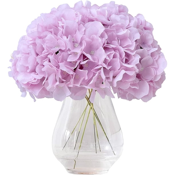 XmhyTop Flores artificiales de hortensia de color morado, 10 flores de seda de hortensia falsas para centros de mesa de boda, ramos de bricolaje, decoración floral para el hogar con tallos