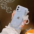 thumbnail image 4 of Girl Women Beautiful Gold Foil Goldleaf Transparent TPU Phone Case +Metal Bracelet Chain +Butterfly Lanyard for iPhone 14, Full Protection (Scratch-resistant &Shockproof) -Silver, 4 of 9
