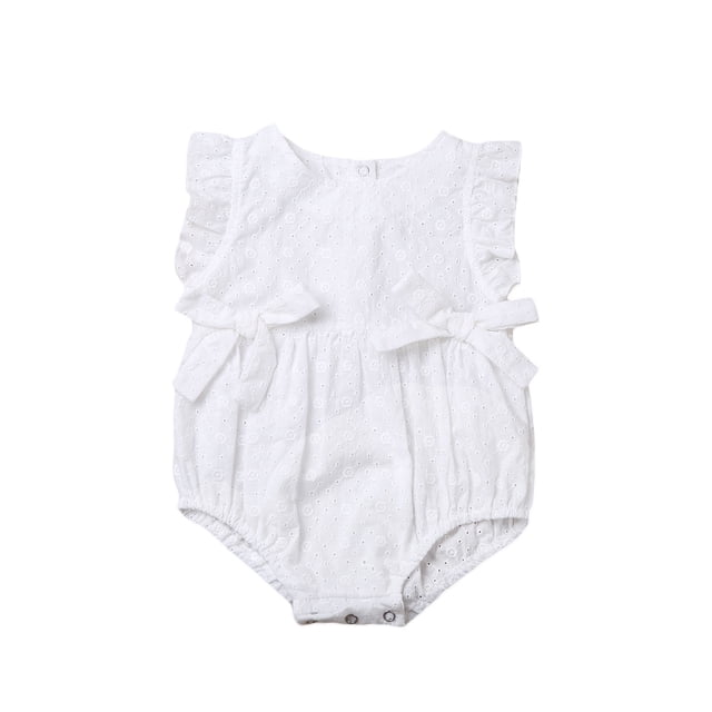 ITFABS Barboteuse Fleurie Sans Manches à Col Rond pour Bébé Fille Combinaison d'Été Mignonne
