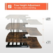 FitStand Home Office Height Adjustable Standing Desk Converter Special Walnut 35 U-Shape with Keyboard Tray