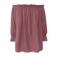 thumbnail image 5 of SNKSDGM Easter Shirts for Women Plus Size Tops for Women Summer Loose Fit off The Shoulder Tops for Women Trendy Frill Ruffle Long Sleeve Shirts Casual Solid Sexy Tees Fall Loose Fit Blouses, 5 of 5