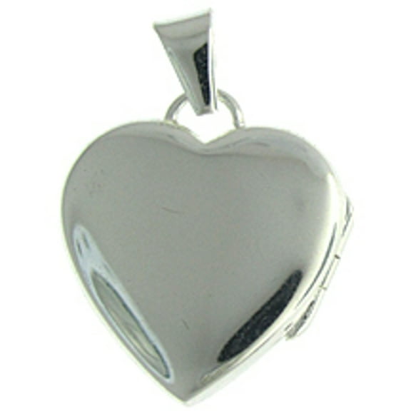 Sterling Silver 16" .8mm Box Chain Flat Plain Engravable Heart Locket Pendant Necklace