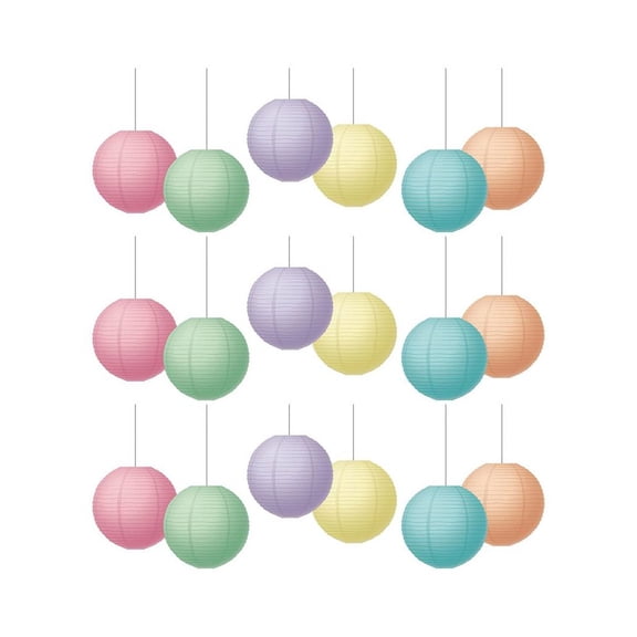Teacher Created Resources Pastel Pop 8" Hanging Paper Lanterns, 6 Per Pack, 3 Packs