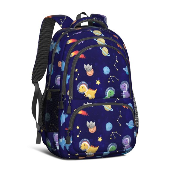 Colorful Dinosaurs Space Pattern Cute School Backpack Bag with Padded Back and Adjustable Shoulder Straps 16.9 X 12.6 X 5.9 Inches