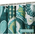 thumbnail image 3 of Boho Floral Teal Shower Curtain, Modern Flower Shower Curtains for Chic Elegant Bathroom Decor, Vintage Fabric Cloth Shower Curtain, Colorful Abstract Leaves, 72x72, 3 of 6