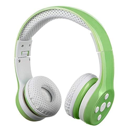 Cascos Bluetooth inalámbricos para niños YUSONIC, con 15 horas de reproducción y puerto de compartición, color verde