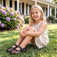thumbnail image 4 of Owordtank Girls Mesh Ballet Flats – Round Toe Fishnet Ballerina Flats, Buckle Strap, Casual Comfortable Office Mary Jane Shoes, 4 of 6