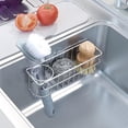 thumbnail image 3 of 3-In-1 Sponge Holder for Kitchen Sink with Suction Cups & Adhesive Hook, In-sink Sponge Holder, Wall Hanging Sink Caddy Organizer Rack - Sponge, Dish Cloth, Brush, Scrubber - 304 Stainless Steel, 3 of 9