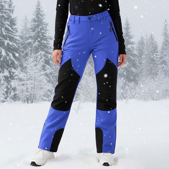 Girls Snow Pants Waterproof Insulated Ski Pant Fleece Lined Winter Warm Snowboard Snowpants Outdoor Hiking Snowsuit(Blue,150)