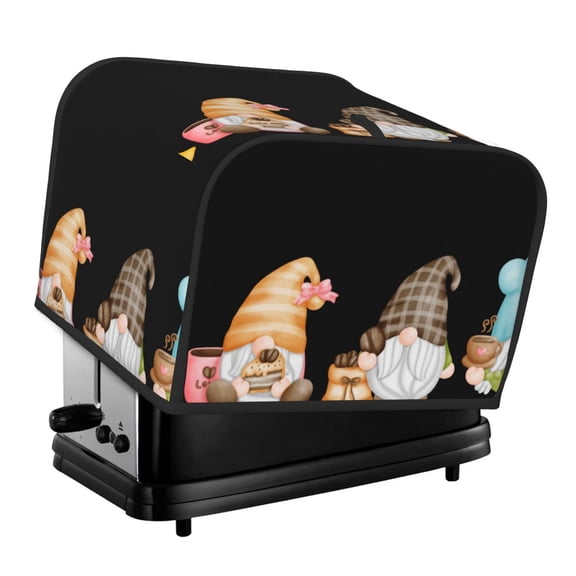 Xecao Coffee Gnome (2) Print 4 Slice Toaster Cover with Pockets, Small Appliance Cover, Dust and Fingerprint Protection, Machine Washable