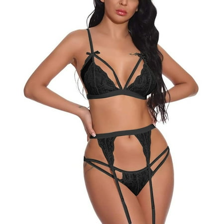 

XHJUN Women S Teddy Lace Lingerie Chemise With Garter Belt Set Sheer Bodysuit 3 Pieces Underwear Sexy Babydoll Bra And Panty Set