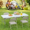 thumbnail image 3 of Bigleap Heavy Duty Folding Table, 4ft Portable HDPE Plastic Table with Carry Handle for Camping, Parties, and Indoor Outdoor Use – Quick Setup, Easy Clean, White, 3 of 8