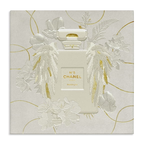 Stupell Industries Contemporary Bright Glam Fashion Bottle White Florals Canvas Art, 17 x 17, by Ziwei Li