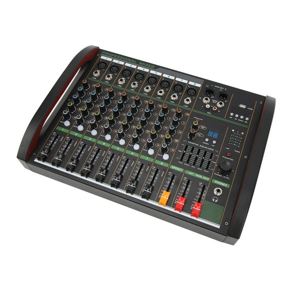 Professional Audio Mixer, 8 Channel Sound Board Console System With DSP Effects & USB Audio Interface, Digital DJ Mixer For Karaoke, Studio, Streaming, Recording, Stage