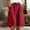 07-Red, variant on Women's Cotton Linen Bermuda Shorts, Elastic Waist Loose Fit 5 Inch Shorts with Side Pockets, Casual Summer Solid Color Knee Length Shorts for Daily Lounge Vacation Wear 08-Wine L