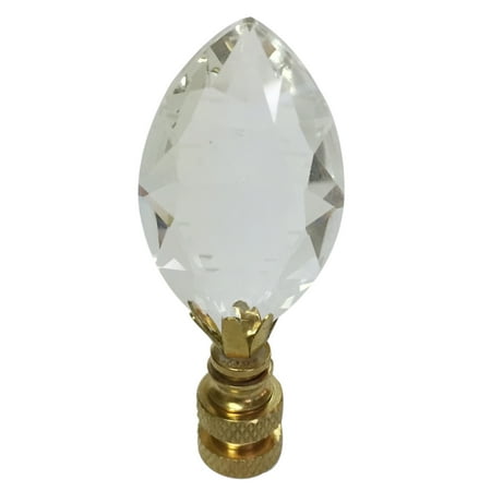Royal Designs Pear Shaped Clear K9 Crystal Lamp Finial For Lamp Shade with Polished Brass
