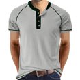 thumbnail image 2 of RYRJJ Henley Shirts for Mens Button V Neck Short Sleeve T Shirts Solid Color Lightweight Summer Casual Front Placket Tee Shirt Tops(Gray,S), 2 of 6