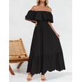thumbnail image 2 of Vestido ZESICA 2025, de verano, con hombros descubiertos, bordado con volantes, negro, 2 of 6