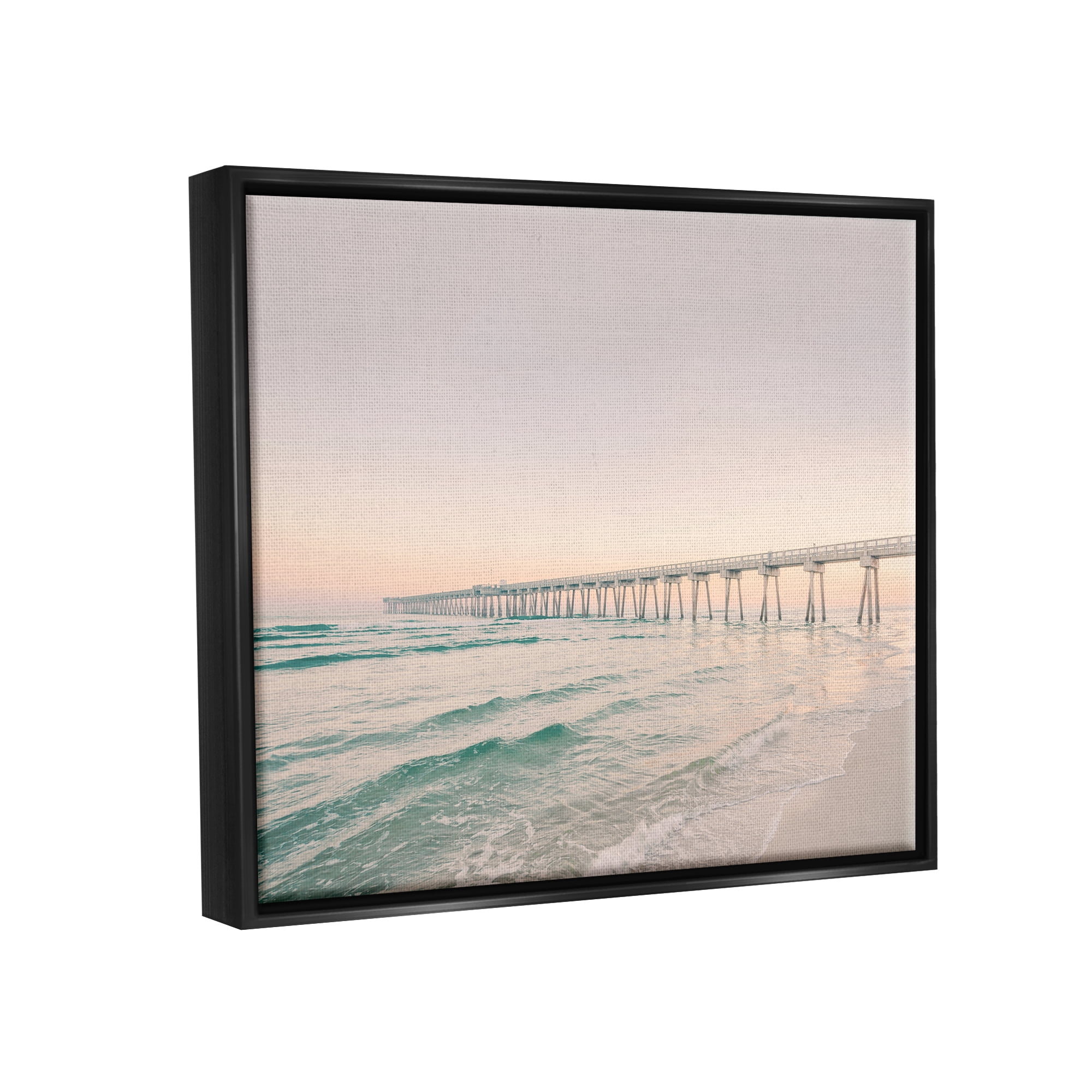 Stupell Industries Beach Pier Bridge Landscape Nature Photography Black Floater Framed Art Print Wall Art, 31 x 25