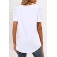 thumbnail image 3 of T-Shirt Blanc à Manches Bouffantes Col en V pour Femmes, 3 of 6