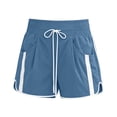 thumbnail image 6 of RQYYD Women's High Waist Striped Running Shorts Elastic Drawstring Sport Casual Summer Lightweight Pants with Pockets, 6 of 6