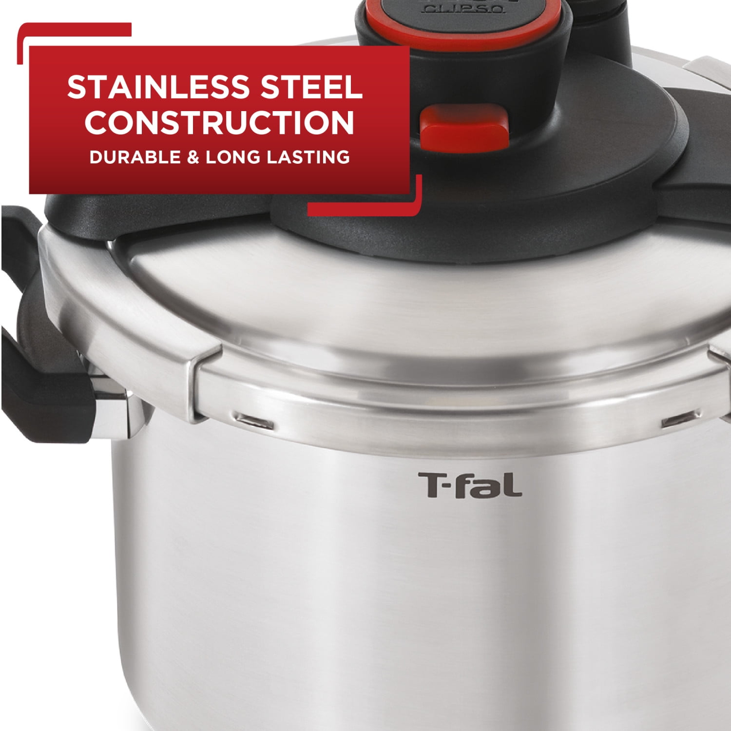 T-fal Clipso Stainless Steel 6.3 Qt Pressure Cooker, Silver T-fal Clipso Stainless Steel 6.3 Qt Pressure Cooker, Silver