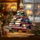 thumbnail image 4 of xihome Adorno navideño plano 2D de acrlico con forma de estantera y rbol de Navidad, con asa para colgar - Diseño de libros apilados, decoracin navideña para rboles, ventanas y puertas, 4 of 6