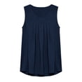 thumbnail image 7 of TEAJOPSUU Tank Tops for Womens Sleeveless Crew Neck Blouses Loose Fit Front Pleated Solid Color Shirts Navy, 7 of 7