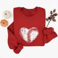 thumbnail image 4 of Afelkas Women's Baseball Sweatshirt Distressed Heart Graphic Pullover Crewneck Sports Mom Top Casual Game Day Fan Gear Red,L, 4 of 5