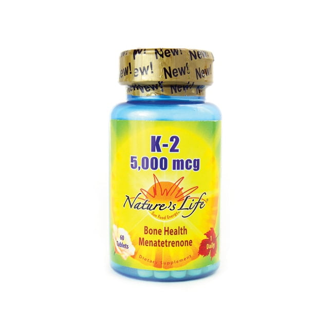 Nature's Life Vitamin K2 5000mcg | High Potency MK4 Formula Helps Support Bone & Cardiovascular Health | Non-GMO | 60 Vegetarian Tablets