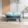 thumbnail image 6 of Convertible Futon Sofa Bed with Adjustable Backrest, Modern Chenille Upholstered Loveseat Sofa Couch with Metal Legs, Lounge Futon Sofa for Living Room, Bedroom, Office, Study, Studio, Mint Green, 6 of 9
