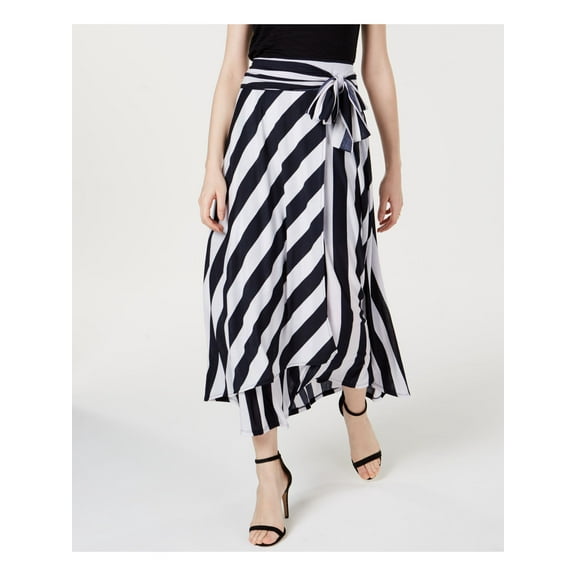 Tie Front Striped Maxi Skirt Deep Twilight M