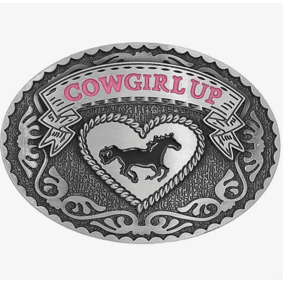 Buckle Rage Adult Womens Cowgirl Up Rodeo Western Horse Oval Belt Buckle Silver