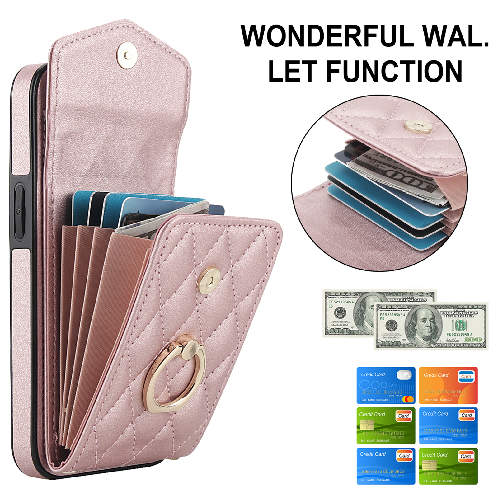 Asuwish Wallet RFID Blocking PU Leather Cell Phone Case with Tempered Glass Screen Protector, Wrist Strap for iPhone 16e, Rose Gold