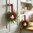 thumbnail image 3 of 5Pc Christmas Norfolk Pine Kitchen Cabinet Wreaths for Kitchen with Ribbon Bows Red Berry Small Window Wreath for Window Door Farmhouse Christmas Party Decorations, 3 of 9