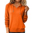 thumbnail image 2 of Wutalume Women's Hooded Knit Sweatshirt Pullover with Drawstring, Loose Casual Long Sleeve Top, Cozy Layer for Outdoor Activities and Lounging,Orange S, 2 of 5