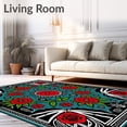 thumbnail image 2 of ODIKA 2'x3' Machine Washable Non-Slip Area Rug, Macabre Blossom Needlework Skeleton Cushion Project High Traffic Rug with Pad, Red, 743435, 2 of 8