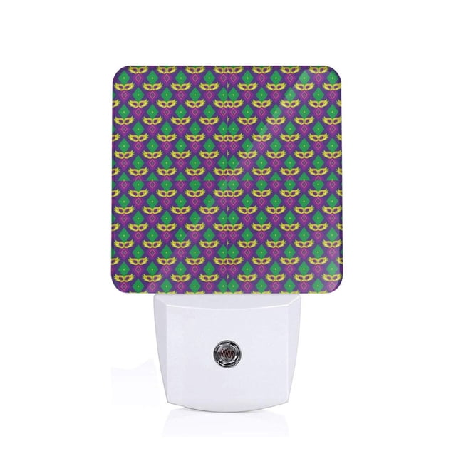 Fotbe Mardi Gras Carnival3 Luz Nocturna LED, Luz de Noche con Sensor de Luz Natural de Anochecer a Amanecer, Se Enchufa a la Pared, Blanco Cálido 0.5W-UK